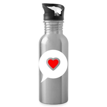 Heart Speech Bubble Filled - Water bottle with straw - silver - Right