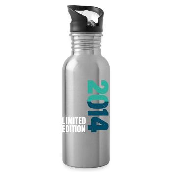 12th Birthday Level 12 Unlocked 2014 - Water bottle with straw - silver - Right