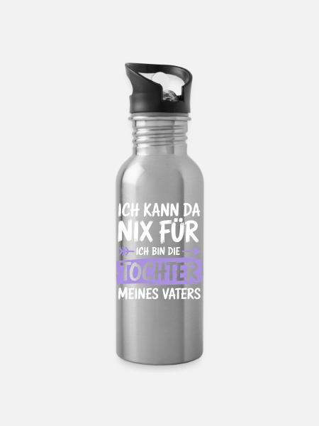 Tochter Vater Papa Kind Ich kann da nix fuer shirt - Trinkflasche mit integriertem Trinkhalm - Lightsilver