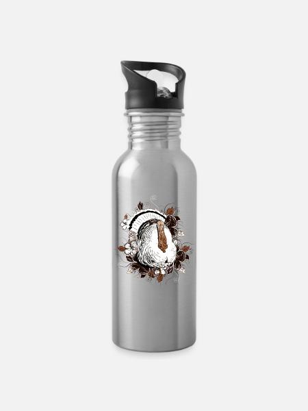 Turkey - Turkey - Thanksgiving - Water bottle with straw - silver