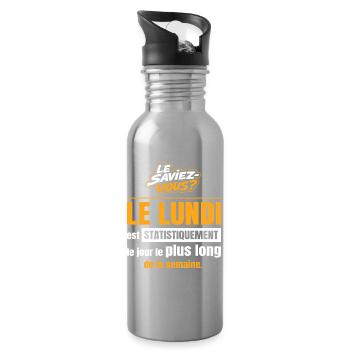 Le lundi est statistiquement le jour le plus long - Gourde avec paille intégrée - argent clair - Droite