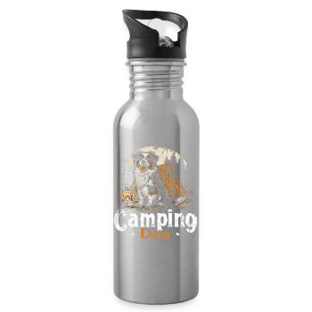 Camping Hund Spruch Camping Dog Camper Geschenk - Trinkflasche mit integriertem Trinkhalm - Lightsilver - Rechts