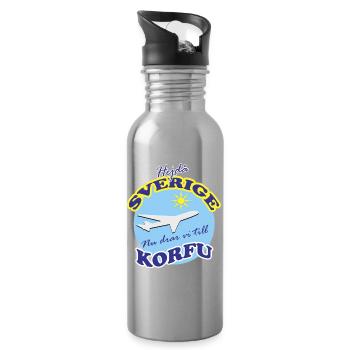 Voyage à Corfou avec des motifs d’avion - Gourde avec paille intégrée - argent clair - Droite