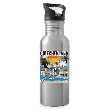 Griechenland Urlaub Vintage Strand - Trinkflasche mit integriertem Trinkhalm - Lightsilver - Rechts