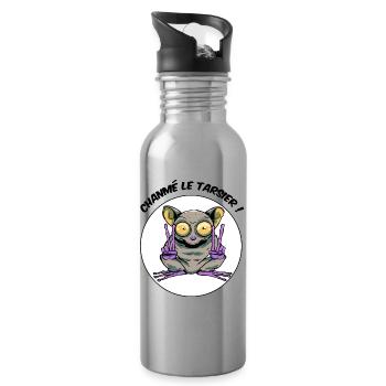 Chanmé, le tarsier ! - Gourde avec paille intégrée - argent clair - Droite