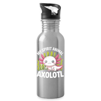Axolotl Spirit: Cute Undersea - Water bottle with straw - silver - Right