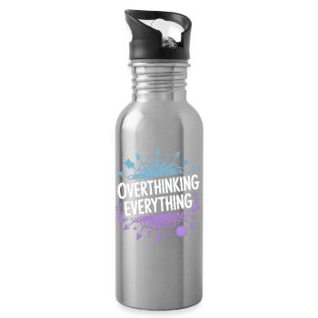 Overthinking Everything ADHS Chaos - Trinkflasche mit integriertem Trinkhalm - Lightsilver - Rechts