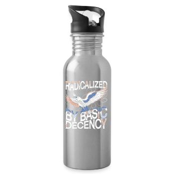 Radicalized by Basic Decency Statement Kunst - Trinkflasche mit integriertem Trinkhalm - Lightsilver - Rechts