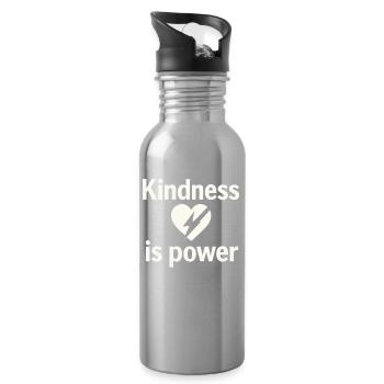 La compassion est le pouvoir du fragment du cœur - Gourde avec paille intégrée - argent clair - Droite