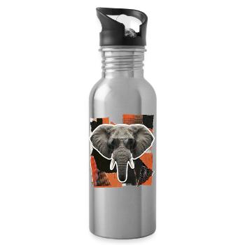 Elephant Sunglasses Risography - Water bottle with straw - silver - Right