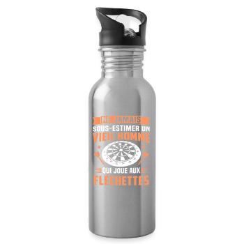 un vieil homme qui joue aux fléchettes - Gourde avec paille intégrée - argent clair - Droite