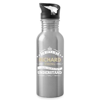 C’est un nom personnalisé à la Richard - Gourde avec paille intégrée - argent clair - Droite