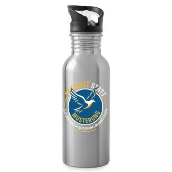 Freiheit Statt Musterung - Trinkflasche mit integriertem Trinkhalm - Lightsilver - Rechts