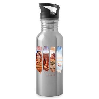 Utah Travel – Red Rocks & Desert Arches - Trinkflasche mit integriertem Trinkhalm - Lightsilver - Rechts