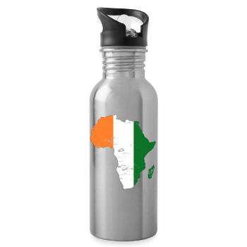 Elfenbeinküste Flagge Afrika used - Trinkflasche mit integriertem Trinkhalm - Lightsilver - Rechts