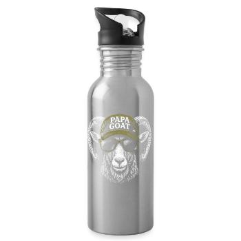 Papa Goat Cap Retro Hipster - Water bottle with straw - silver - Right