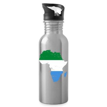 Sierra_Leone_Flagge_Afrika_used - Trinkflasche mit integriertem Trinkhalm - Lightsilver - Rechts