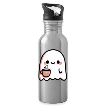 Geister-Kawaii-Café - Trinkflasche mit integriertem Trinkhalm - Lightsilver - Rechts