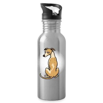 Whippet Windhund Whippets Windhundbesitzer - Trinkflasche mit integriertem Trinkhalm - Lightsilver - Rechts