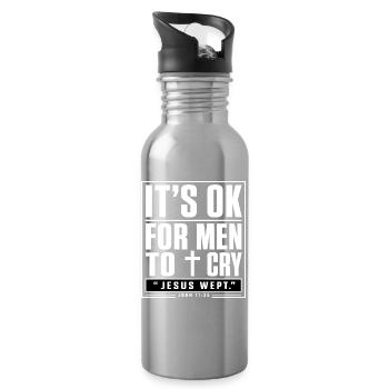 Es ist in Ordnung, dass Männer weinen - Trinkflasche mit integriertem Trinkhalm - Lightsilver - Rechts