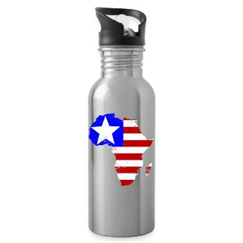 Liberia_Flagge_Afrika_used - Trinkflasche mit integriertem Trinkhalm - Lightsilver - Rechts