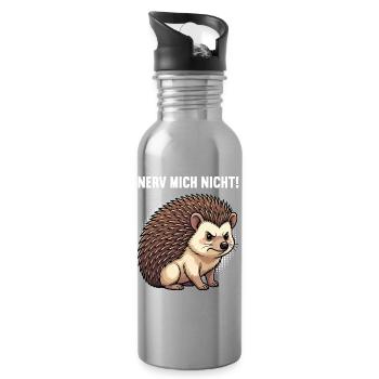 Nerv Mich Nicht Igel Igelliebhaber Igelfan Stachel - Trinkflasche mit integriertem Trinkhalm - Lightsilver - Rechts