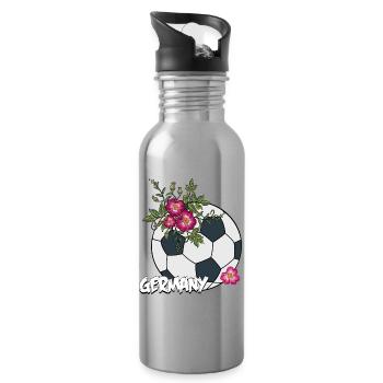 Football avec des roses - Gourde avec paille intégrée - argent clair - Droite