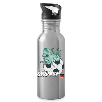 Octopus sur Football Ball Germany - Gourde avec paille intégrée - argent clair - Droite