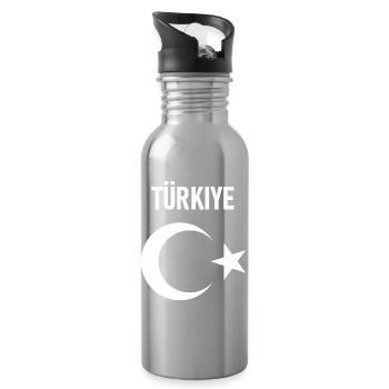 TÜRKEI TÜRKIYE TÜRKISCHE Europa Sport Fan - Trinkflasche mit integriertem Trinkhalm - Lightsilver - Rechts