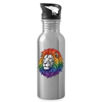 Pride Month LGBTQ - Fierce Lion - Water bottle with straw - silver - Right