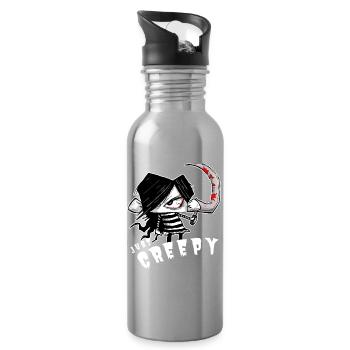 Süße, gruselige Kreatur. Horror & Halloween  - Trinkflasche mit integriertem Trinkhalm - Lightsilver - Rechts