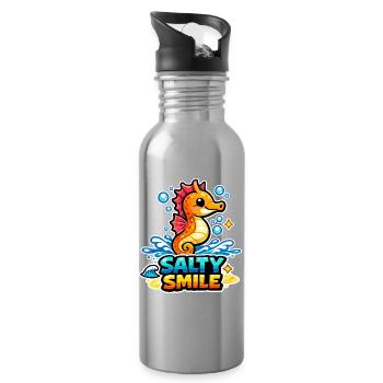 Hippocampe au sourire salé - Gourde avec paille intégrée - argent clair - Droite