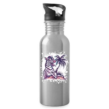 Comic d’été Zebra - Gourde avec paille intégrée - argent clair - Droite