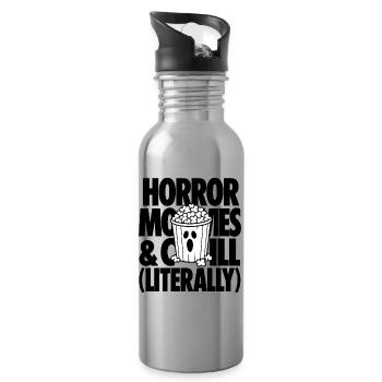 Ghost Popcorn Spooky Movie Icon - Trinkflasche mit integriertem Trinkhalm - Lightsilver - Rechts