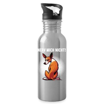 Nerv Mich Nicht Podenco Podencos Podencoliebhaber  - Trinkflasche mit integriertem Trinkhalm - Lightsilver - Rechts