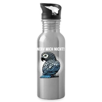 Nerv Mich Nicht Graupapagei Graupapageie Papagei - Trinkflasche mit integriertem Trinkhalm - Lightsilver - Rechts