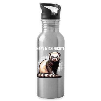Nerv Mich Nicht Frettchen Frettchenbesitzer - Trinkflasche mit integriertem Trinkhalm - Lightsilver - Rechts