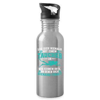Leg dich niemals mit einem taucher tauchen - Trinkflasche mit integriertem Trinkhalm - Lightsilver - Rechts