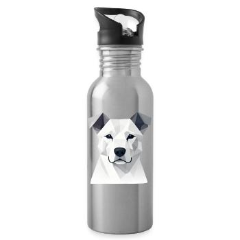 Dog Portrait Geometric - Water bottle with straw - silver - Right