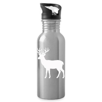 Silhouette de cerf clair de lune - Gourde avec paille intégrée - argent clair - Droite
