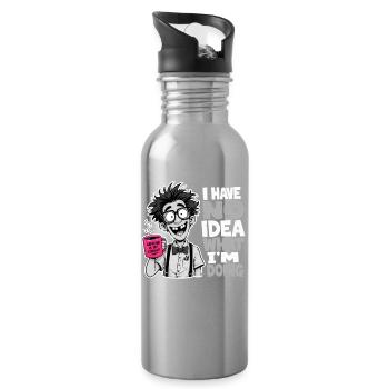 I Have No Idea What Im Doing Gift Nerd Humor - Water bottle with straw - silver - Right