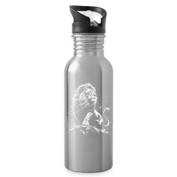 Lion sur les rochers Cool Fier Courageux Gracieux Leo - Gourde avec paille intégrée - argent clair - Droite