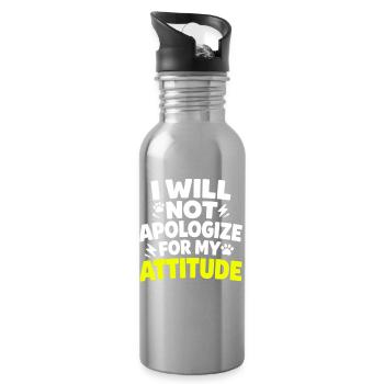 Je ne m’excuserai pas pour mon attitude, Spruch - Gourde avec paille intégrée - argent clair - Droite