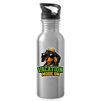 Vacation Fashion On Dachshund Dog Saying Vacation T-Shirt - Water bottle with straw - silver - Right