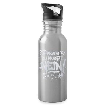 Bevor du fragst Nein witzige Büro Sprüche - Trinkflasche mit integriertem Trinkhalm - Lightsilver - Rechts