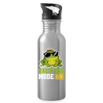 Vacation Mode On Frosch Spruch T-Shirt Lustig - Trinkflasche mit integriertem Trinkhalm - Lightsilver - Rechts