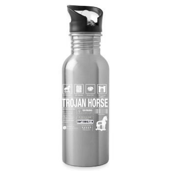 Trojanisches Pferd Motiv - Trinkflasche mit integriertem Trinkhalm - Lightsilver - Rechts