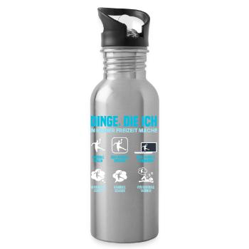 Handball Handballer Handball Trainer Fan Geschenk - Trinkflasche mit integriertem Trinkhalm - Lightsilver - Rechts