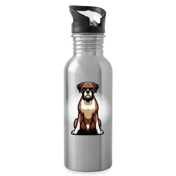 Boxer Boxerhalter Boxerhund Boxerbesitzer Boxerfan - Trinkflasche mit integriertem Trinkhalm - Lightsilver - Rechts