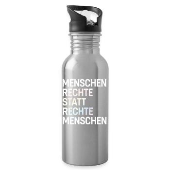 Menschenrechte statt rechte Menschen Spruch Demo - Trinkflasche mit integriertem Trinkhalm - Lightsilver - Rechts